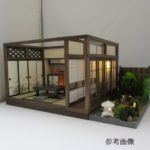 6畳京町屋奥の間　廊下ガラス戸と板塀の中庭　